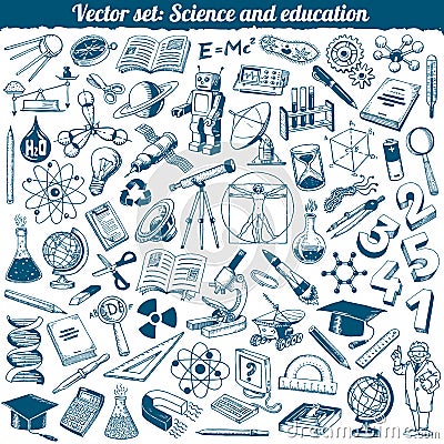 Science And Education Doodles Icons Vector Vector Illustration