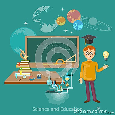 Science and education student astronomy chemistry Vector Illustration