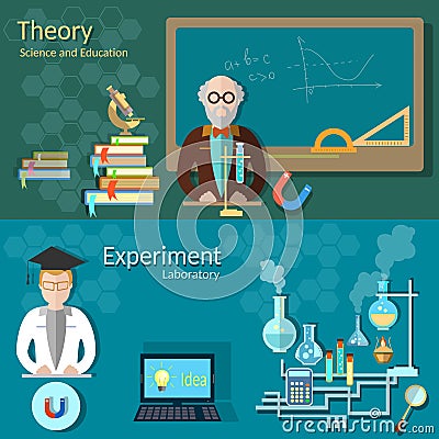 Science and education: teachers school board professor Vector Illustration