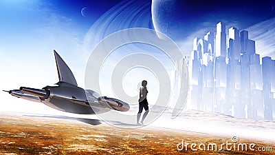 Science Fiction Concept Art Stock Photo