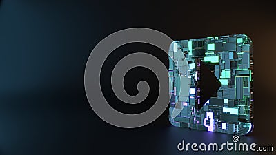 science fiction metal symbol of caret square right icon render Stock Photo