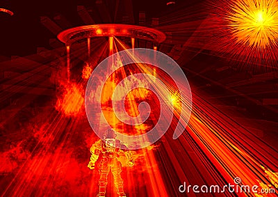 Science fiction war scene Stock Photo