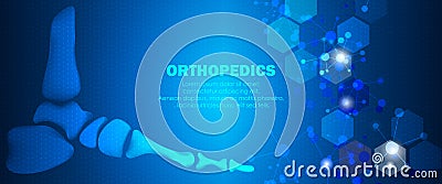 Molecular structure foot and injury background. Abstract traumatology and orthopedics with the molecule Hexagon. Vector Illustration