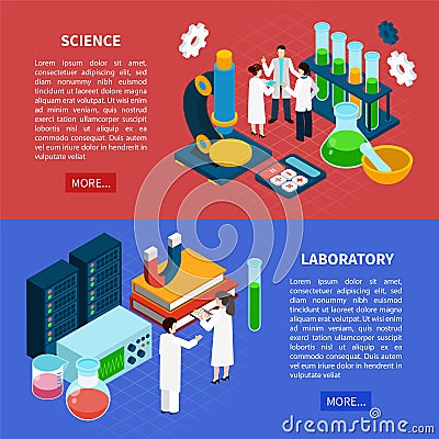 Science Horizontal Banners Set Vector Illustration