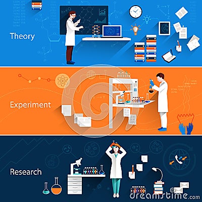 Science Horizontal Banners Vector Illustration