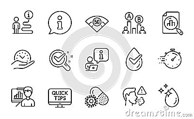 Science icons set. Included icon as Ab testing, Web tutorials, Dermatologically tested. Vector Vector Illustration