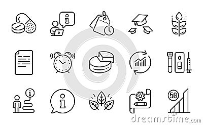 Science icons set. Included icon as Pie chart, Blood and saliva test, Gluten free. Vector Vector Illustration