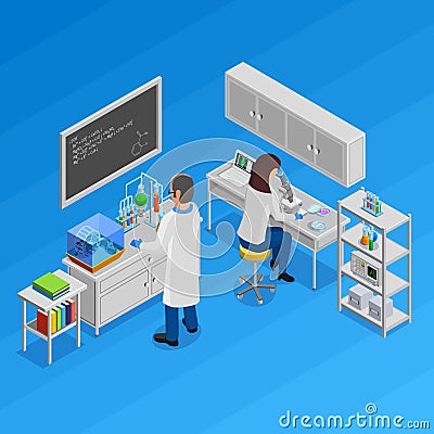 Science Isometric Concept Vector Illustration