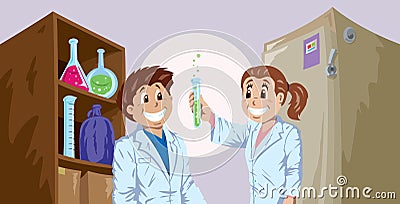 Science kids Vector Illustration