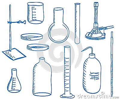 Science laboratory equipment - doodle style Vector Illustration