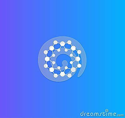 Science laboratory logo. Medical research logotype. Molecules network icon. Round circuit sign. Nano technology concept Vector Illustration