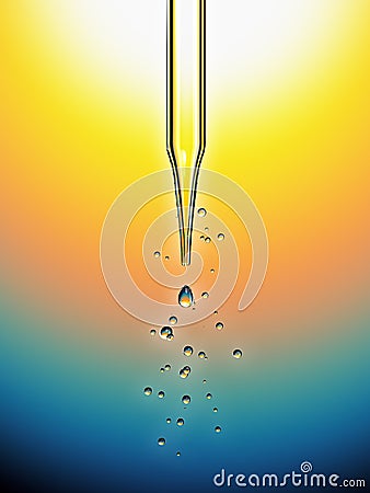 Science laboratory pipette with a drop of chemical Stock Photo