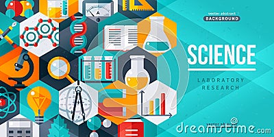 Science laboratory research creative banner Vector Illustration