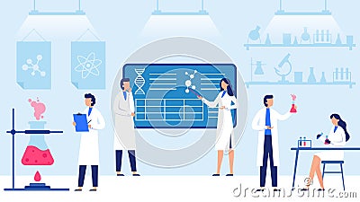 Science laboratory. Scientific lab equipments, professional scientific research and scientist workers vector Vector Illustration