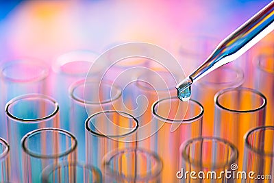 Science laboratory test tubes , lab equipment for research new m Stock Photo