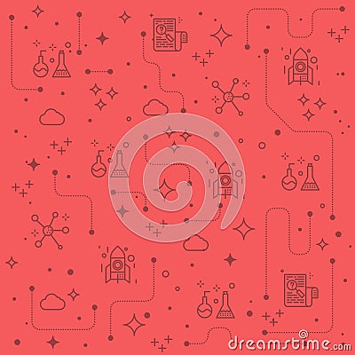Science line icons background Vector Illustration