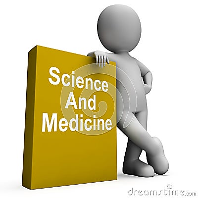 Science And Medicine Book With Character Shows Medical Research Stock Photo