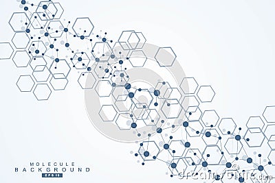 Science network pattern, connecting lines and dots. Technology hexagons structure or molecular connect elements. Vector Illustration