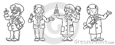 Science professions coloring book set Vector Illustration