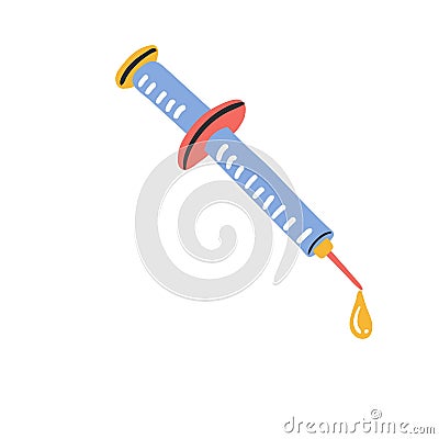 Science and research element syringe illustration in white background Cartoon Illustration