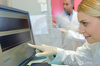 Science results on computer Stock Photo