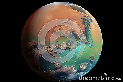 Colonization planet Mars concept. Generative AI Stock Photo