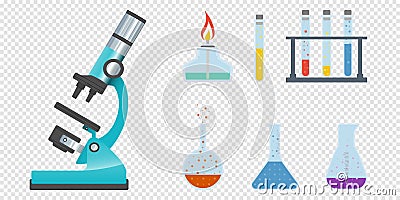 Science and scientist, science laboratory, lab chemistry, research scientific, microscope and experiment, chemical lab Vector Illustration