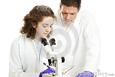 Science Student & Teacher Stock Photo