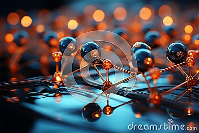 Science and technology blend in a futuristic nanotechnology concept with atoms Stock Photo