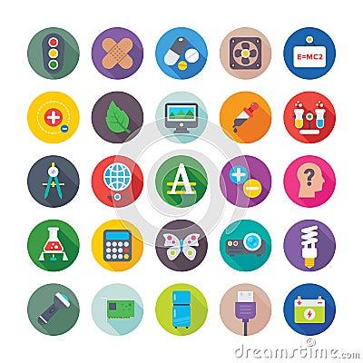 Science and Technology Colored Vector Icons 7 Stock Photo