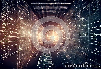 science technology complex process information virtual data intelligence flow artificial ai using screen big analyze visualize Stock Photo