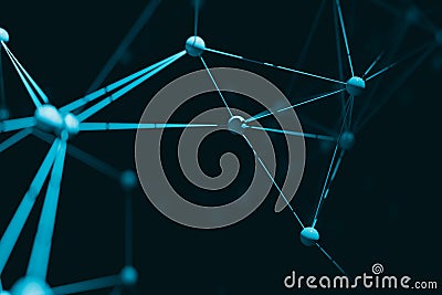 Science and technology concept background connected by lines like atomic fractal structure, 3d rendering Stock Photo