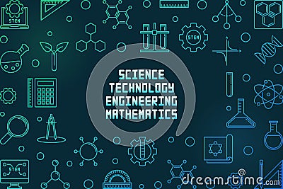 Science, Technology, Engineering and Math colored frame Vector Illustration