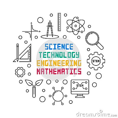 Science, Technology, Engineering and Math round illustration Vector Illustration