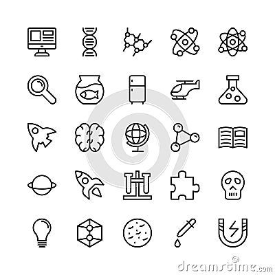 Science and Technology Line Vector Icons 4 Stock Photo