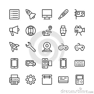 Science and Technology Line Vector Icons 2 Stock Photo