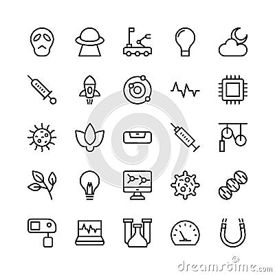 Science and Technology Line Vector Icons 7 Stock Photo