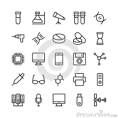 Science and Technology Line Vector Icons 9 Stock Photo