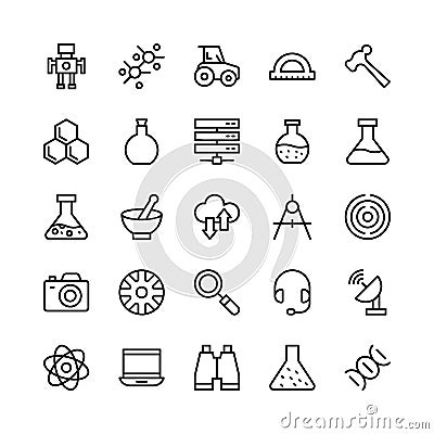 Science and Technology Line Vector Icons 8 Stock Photo