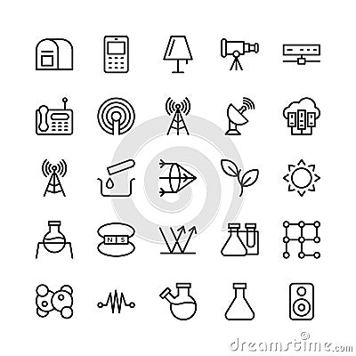 Science and Technology Line Vector Icons 14 Stock Photo