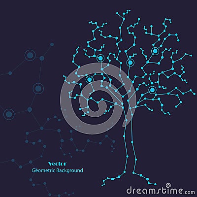 Science tree made of connected lines and dots Vector Illustration