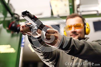 Science use of firearms. Stock Photo