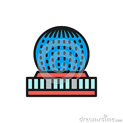 Science World, Vancouver, Canada flat color line icon. Vector Illustration