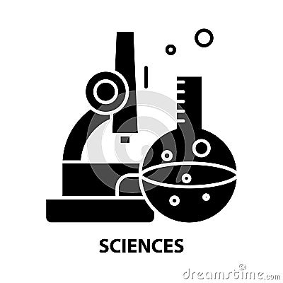 sciences icon, black vector sign with editable strokes, concept illustration Cartoon Illustration