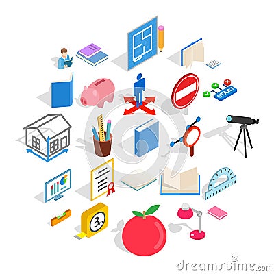 Sciential icons set, isometric style Vector Illustration