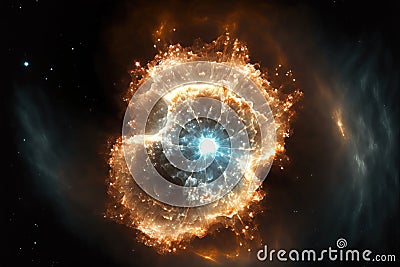 Scientific astronomical background, bright quasar in deep space. Generative AI Stock Photo