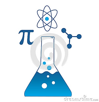 Scientific Beaker & Symbols Vector Illustration