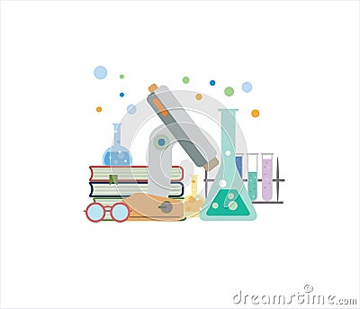 Scientific chemistry physics research education laboratory Vector Illustration