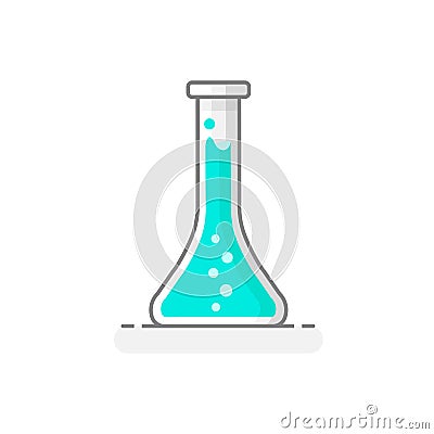 Scientific Flask with chemical liquid - Laboratory glassware icon 2. Flat design concept. Vector illustration Vector Illustration