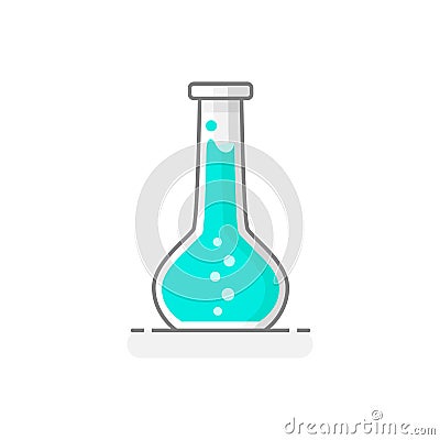 Scientific Flask with chemical liquid - Laboratory glassware icon 1. Flat design concept. Vector illustration. Vector Illustration